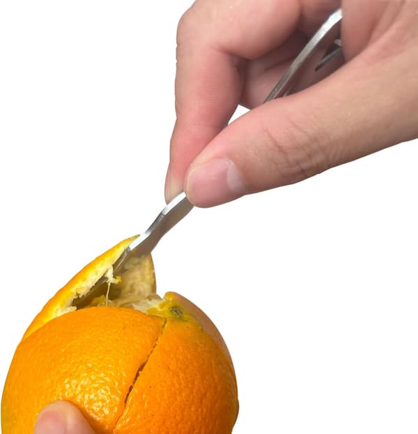 2-pak appelsinskrellere i rustfritt stål, multifunksjonell sitrusskreller for appelsiner, grapefrukt, sitroner, enkel fruktskreller og skallfjerner