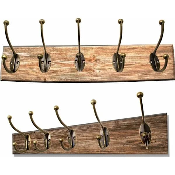 Antikke kleskroker, støpejern messing bronse design vintage landlig retro hus, sett med 5, A