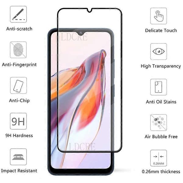 For Redmi 12C Glass For Xiaomi Redmi 12C Tempered Glass Full Coverage 9H HD Screen Protector