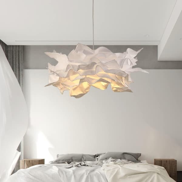 Paper Cloud Ceiling Lamp Simple Art Paper Flower Shape Chandelier and Decorative Cloud Ceiling Lamp for Bedroom (35cm)