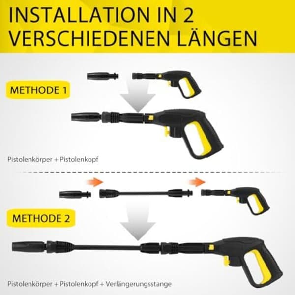 Replacement Gun for Pressure Washer with Extension Lance, Quick Connect, Compatible with Kärcher K2 K3 K4 K5 K6 K7 150 Bar 2175 PSI