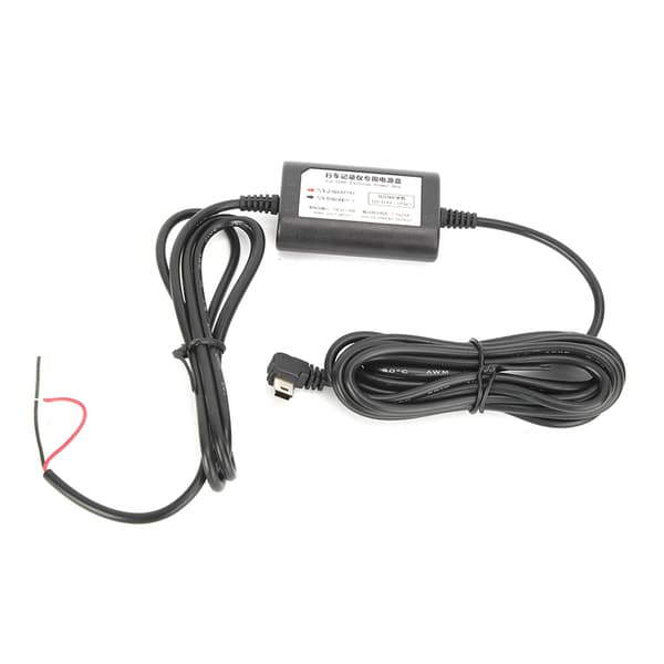 Dashcam Hardwire Kit 12V/24V til 5V 2.5A Mini USB-adapter med venstre vinkel for parkeringsmonitor