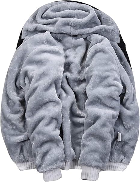 Herrpullover, termisk sherpafodrad jacka, vinterträningsfleece, huvtröja med dragkedja, varm och tjock ytterjacka i ull