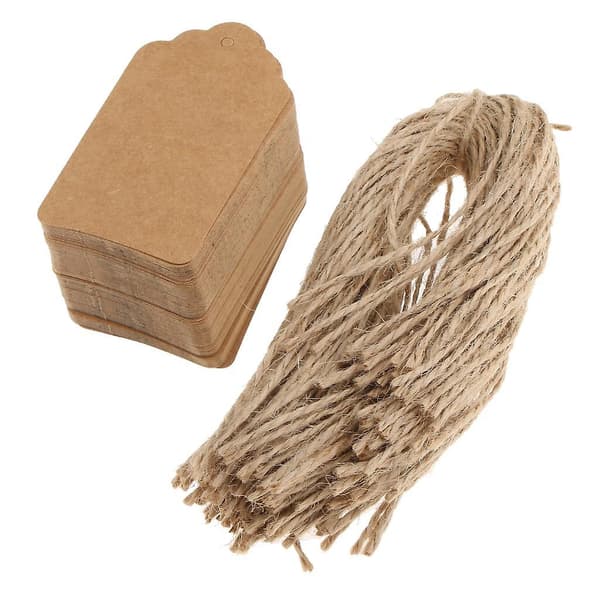 100 st Julklappsetiketter Bröllop Kraftpapper Presentetiketter Prislappar Brun
