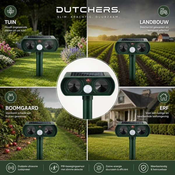 Solar Powered Ultrasonic Animal Repeller with Motion Sensor, 10m Range Pest Deterrent for Garden, Patio, Green