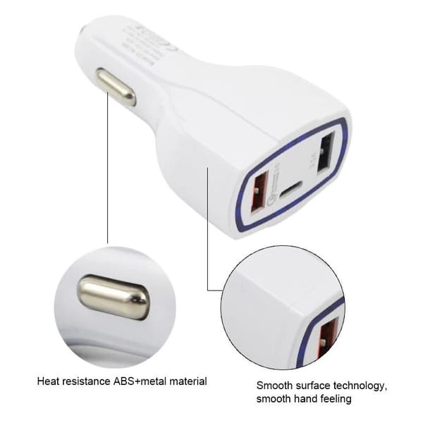 PD Billader QC3.0 Dobbel USB Multi-porter 3.0 Lading 5V3A18W Mobiltelefon Hvit