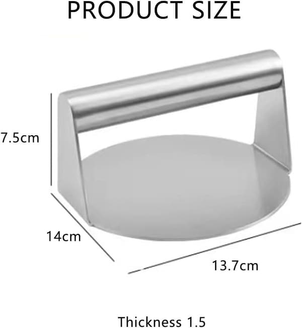 Burgerpresse i rustfritt stål, 14 cm, kraftig, rund hamburgerpresseform, perfekt for stekeplate, grillmatlaging, biff, panini