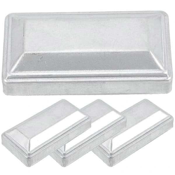 4-pack rektangulära staketstolpskydd i järn, dekorativa skydd för staketstolpar och räcken, silver, 10 x 5 x 3 cm