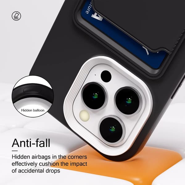 Mjukt TPU-telefonfodral kompatibelt med Apple iPhone 16 Pro, baksida med kortfack [JUN]