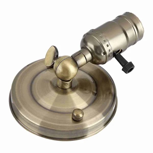 Vintage Lampeholder E27 Vegglampe med Bryter for Hjem og Dekor Bronse