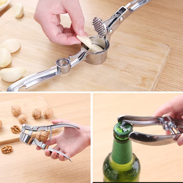 Garlic Press in Steel - Ginger Crusher - Kitchen Utensil - Easy to
