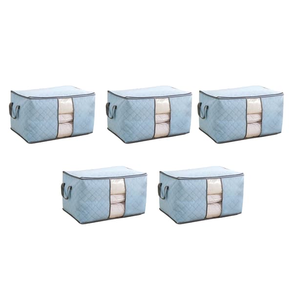5 Pcs Clothes Storage Bags, Dustproof Quilt Storage Bags, Large Size, Blue