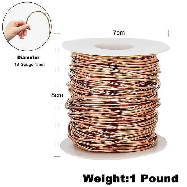 99,9% Soft Annealed Copper Wire, 18 Gauge/ 1 mm Diameter, 213 Feet/ 65 M, 1 Pound Spool Pure Copper Wire