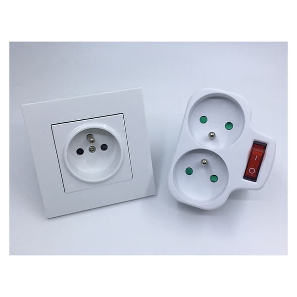 Power Outlet with Switch, 2-in-1 Electrical Wall Socket Strip with Plug, Electrical Wall Socket Perfect for Bedroom, Home Office, 16A, 230V, White
