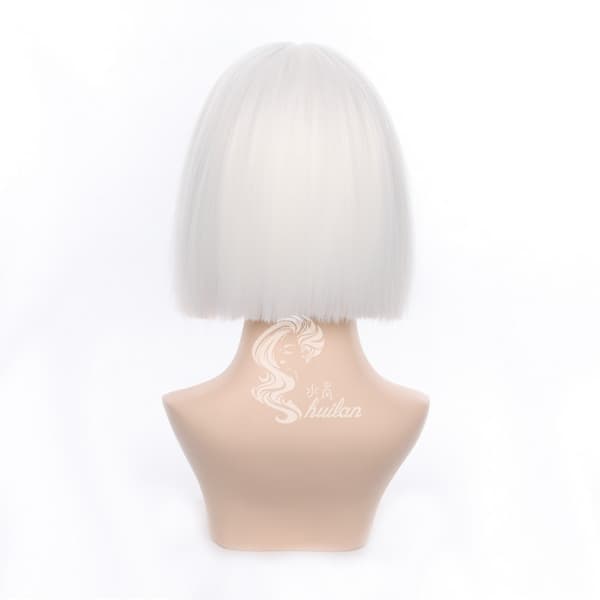 JK Pure White Wave Head Full Cap Kort Rett Hår Dameparykk