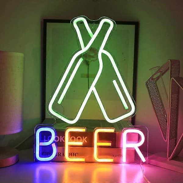 1 st Neonskylt, Ölvägglampa, Dekorativ Cool Neonskylt f-FY-