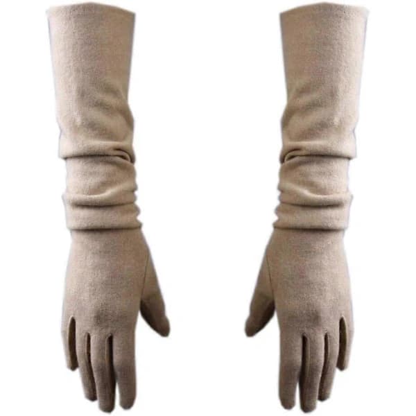 Cashmere Uldhandsker til Kvinder Strækbare 50 cm Varme Vinterhandsker til Opera Kørsel Lange Fingerhandsker B
