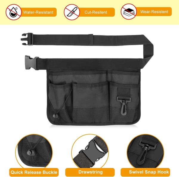 34*23 cm Garden Tool Belt - Durable Oxford, 7 Pockets - Adjustable Organizer for Men & Women - Black