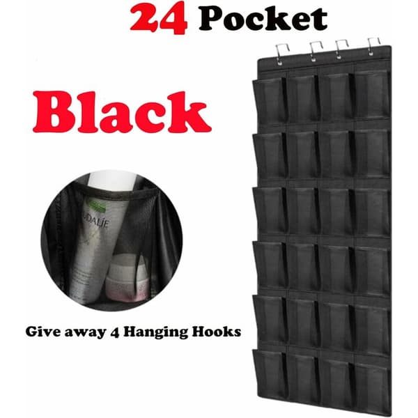 Shoe Organizer Hanging Door Storage Mesh Bag Size 24 (Black, 150.55cm)