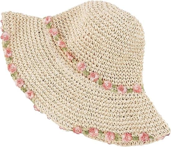 Solhatt – Dame Bucket Hat – Sammenleggbar og Lett – Pustende – 60 cm Hodeomkrets – 8,5 cm Brede – Håndvevd Papyrus