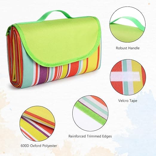 1 stk. picnictæppe 200 x 200 cm, vandtæt og vaskbart picnictæppe