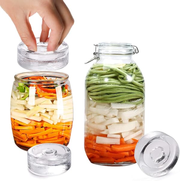 9-pack Fermenteringsvikter i glas med lättgrepp, 7 × 7 × 2,5 cm Fermenteringsvikter för Mason Jar med bred öppning
