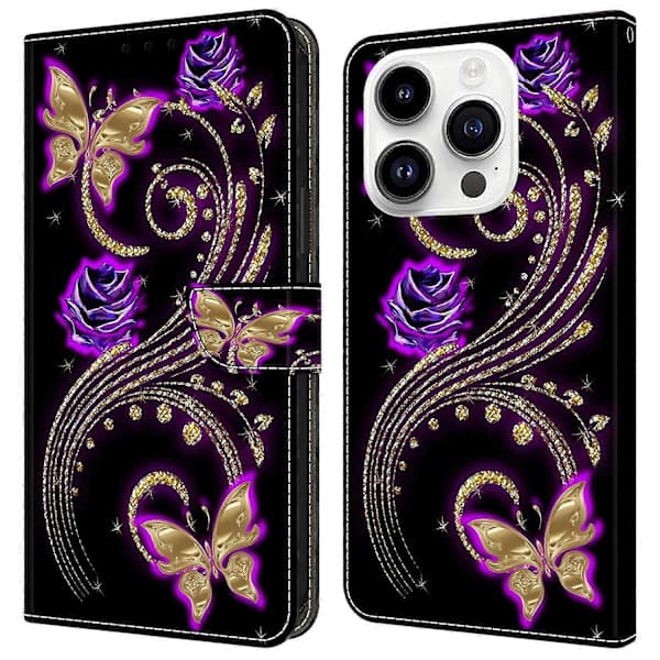 Etui for iPhone 16 Pro Max 3D-mønster PU-lær Lommeboketui med stativ