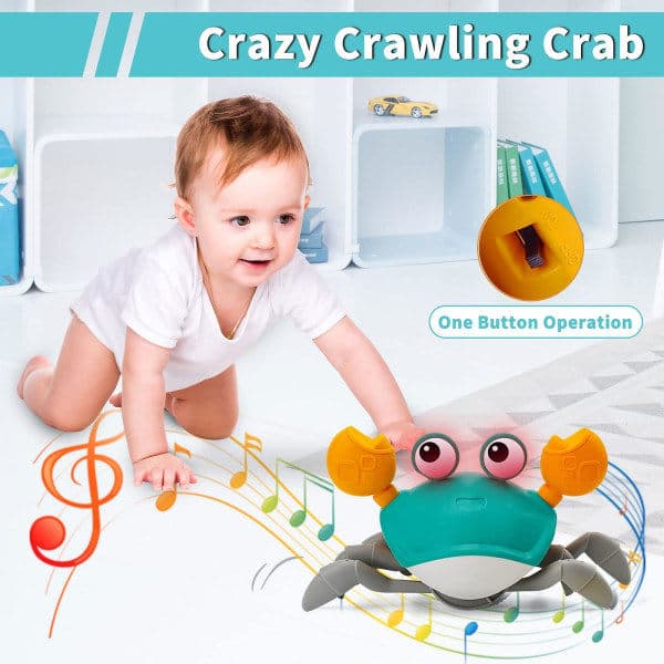 Electric Crab Music Toy - Automatic Sensor Obstacle Avoidance - Light - USB Charging - Crab Running Novelty Toy - Baby Toy