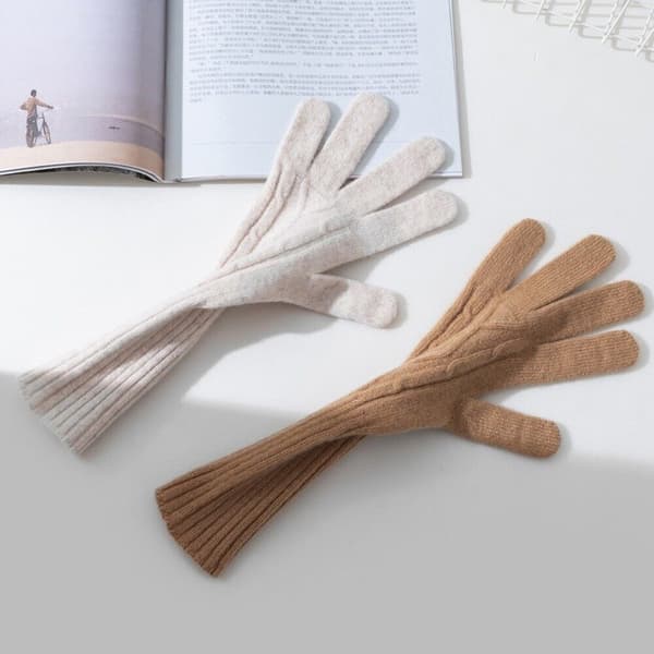 Vinterhandsker med fingerspids touchskærm design af ren uld Hvid