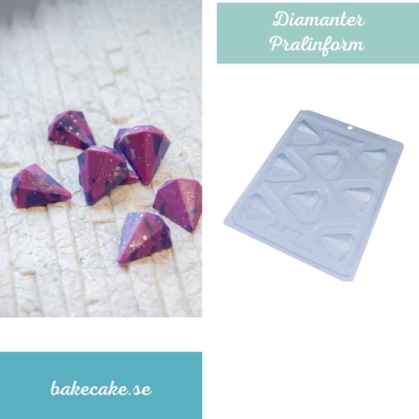 Pralinform Diamant Sjokoladeform - BWB 9286 - Spesiell 3-delt form Transparent transparent
