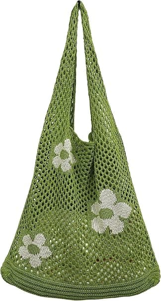 Kvinders hæklede håndtasker sommer strand vævede tasker boho strikkede skuldertasker blomster shopping rejse afslappede punge til festivaler