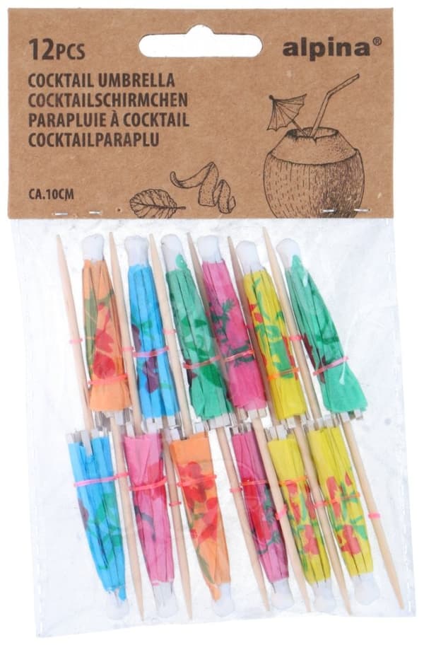 Drinkparaplyer cocktail 12-pak / cocktailparaplyer 10 cm / dek