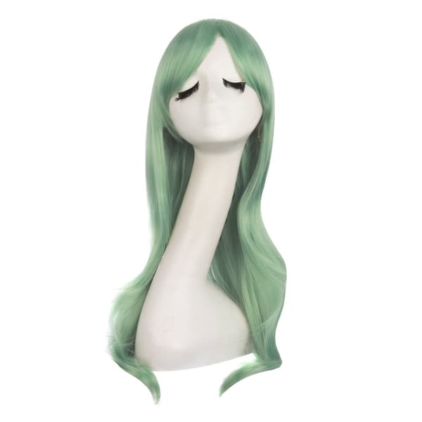 Peruk Anime pitkä kihara peruukki 70CM (harmaa-vihreä)