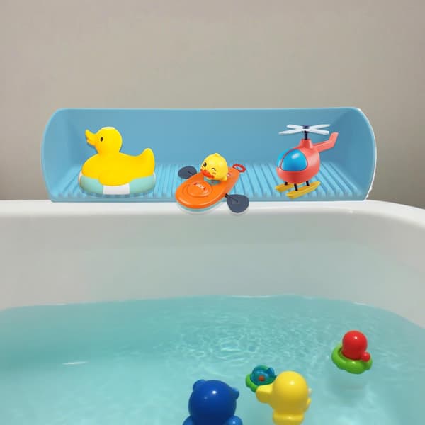 Badekar sprutbeskyttelse, dusjsprutbeskyttelse for badekar - Sklisikre vanntette baderomstilbehør, oppbevaring for badeleker for barn småbarn baby [DB] Blå Blue