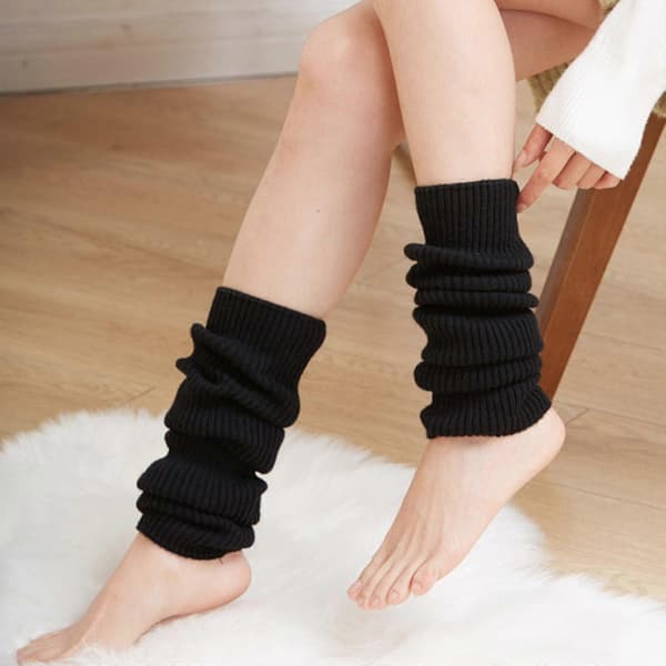 Vinter Dame Varma Ensfarvede Strømper Strikkede Varma Ankelbånd Leggings Strømper (LGL)