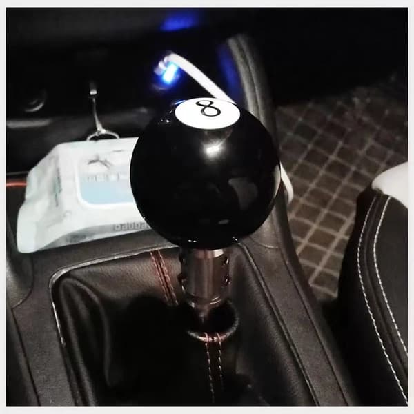 Gearskifterknop Sort 8-kugle billard Akryl Gearskifterknop Sort Formet Rund Manuel med 3 Adaptere Universal Pasform