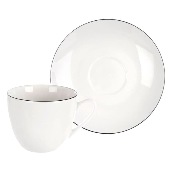 Kop- og underkopssæt i porcelæn, hvid, 200 ml, 2 dele