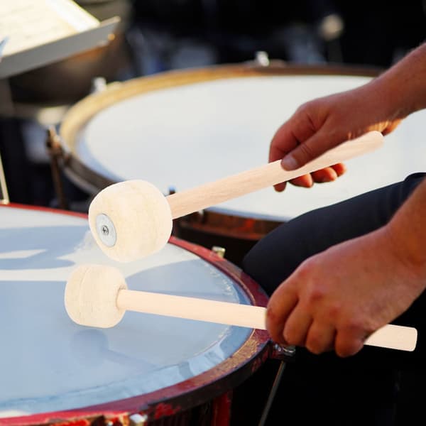 2 Pieces High-Quality Wooden Mallets with Wool Head Drumsticks Percussion Instrument Accessories