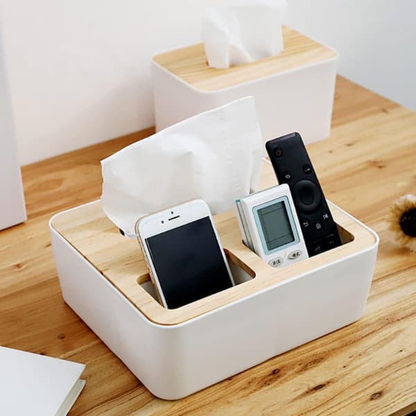 Serviettholder, serviett dispenser, vevsdispenser, multifunksjonell praktisk vevsboks, japansk stil bambus tre serviett organizer etui