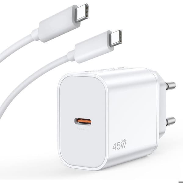 45W Hurtiglader Hvit USB-C 1M Kompatibel med Samsung Galaxy A16 A15 A36 A56 Hvit Vit