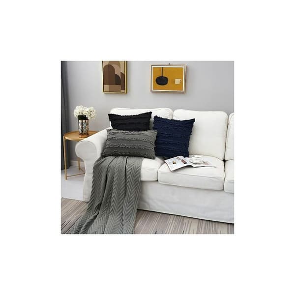 Pudesæt med pudebetræk, 2 stk., grå sofa, seng, pudebetræk, dekorative bomuldslinned pudebetræk, 35 x 50 cm