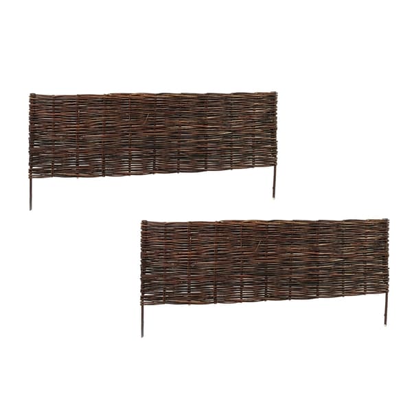 Wicker Garden Edging Fence, Flexible Flower Bed Edging with Stakes