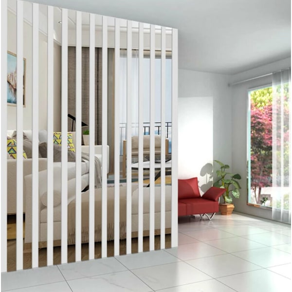 20 Pieces Wall Mirror Stickers - Silver 5 × 50 cm, Decorative Mirror