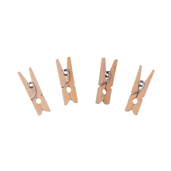 100 kpl - Mini pyykkipojat puuta - (2.5 cm) Träd beige
