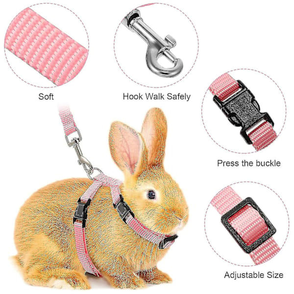Adjustable Rabbit Harness with Leash, Rabbit Harness Leash, Pet Safety Harness and Leash for Walking, Running and Jogging, Pet Harness with Leash...