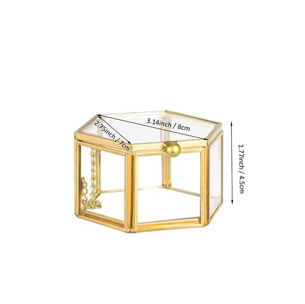 Ringbox ringlåda glas smyckeskrin geometrisk förvaring ringar örhängen kedjor för vardagsrum bröllop guld gold