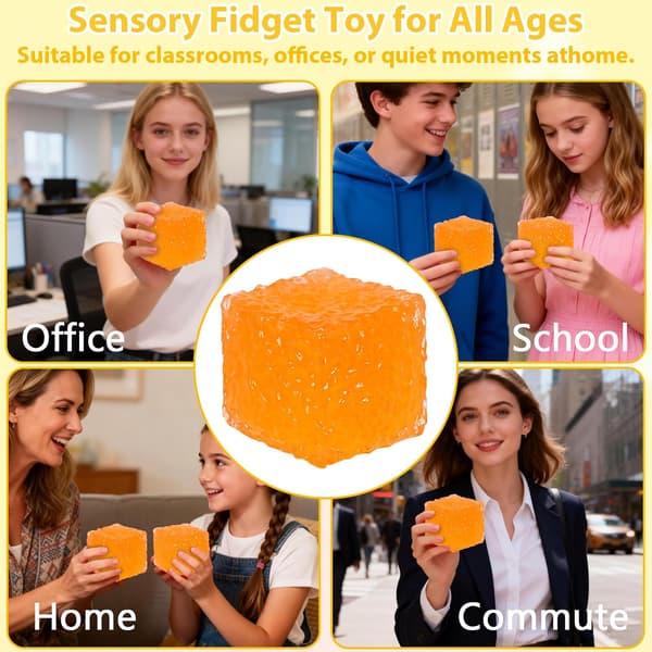 Frostat Honeycomb Ice Cube Squishy Toy, 7cm Stress Relief Cube, Myk Sensorisk Fidget Toy for Angst og Fokus for Barn Y Orange Orange