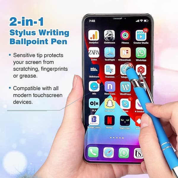 8-pack Ballpoint Pen 2-in-1 Stylus Pen Retractable Ballpoint Pen with Touch Screen Tip, Metal Stylus Pen for-tfrf