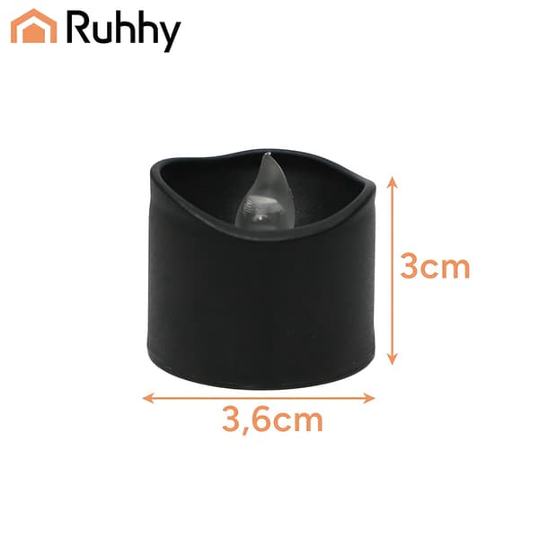 LED-telys, svarte, 12-pakning, 3,6 cm, batteri inkludert