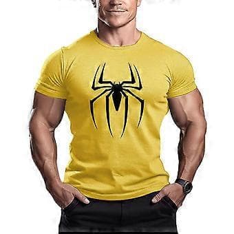 Spider-Man Trenings T-skjorte Kortermet for Menn (M Gul)
